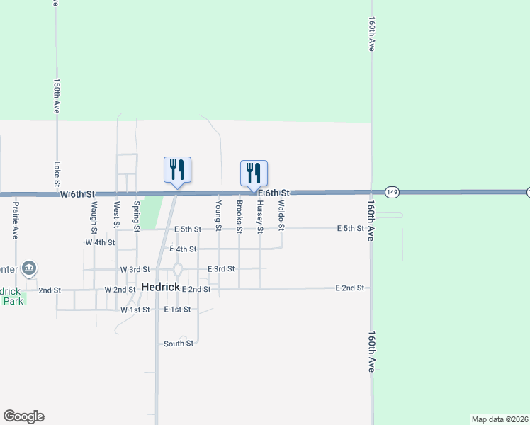 map of restaurants, bars, coffee shops, grocery stores, and more near 600 East 5th Street in Hedrick