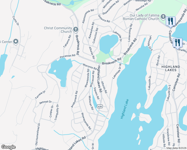 map of restaurants, bars, coffee shops, grocery stores, and more near 264 Wawayanda Road in Sussex County