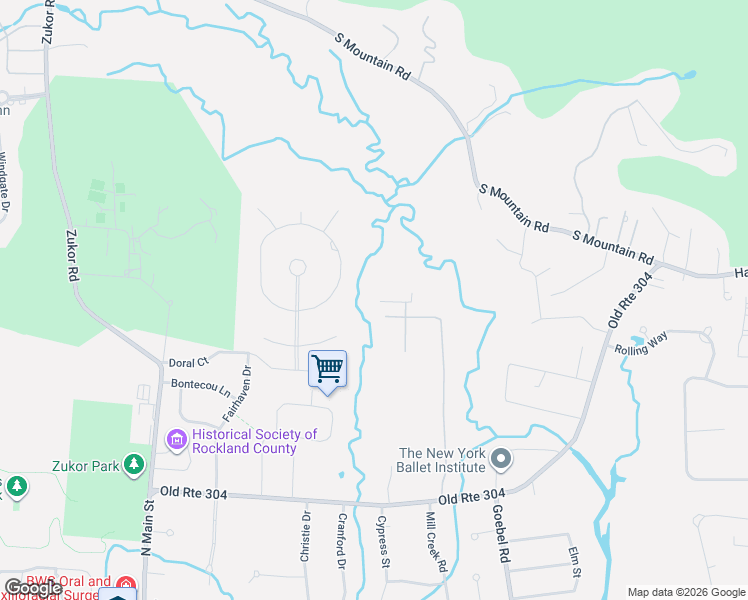 map of restaurants, bars, coffee shops, grocery stores, and more near 15 River Rise Road in New City