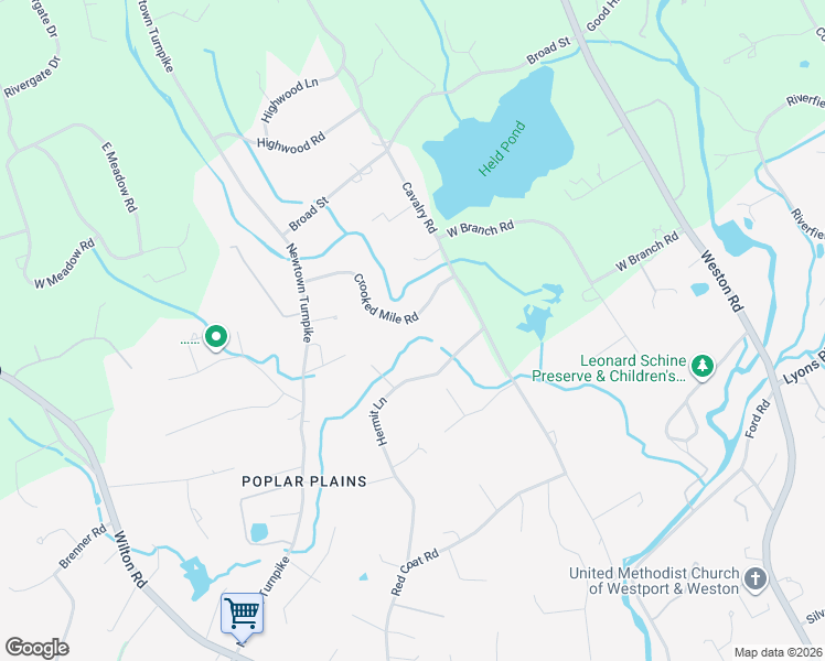 map of restaurants, bars, coffee shops, grocery stores, and more near 15 Crooked Mile Road in Westport