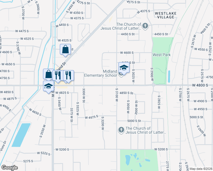 map of restaurants, bars, coffee shops, grocery stores, and more near West 4800 South in Weber County