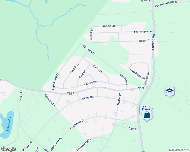 map of restaurants, bars, coffee shops, grocery stores, and more near 2891 Fawn Run in Tobyhanna
