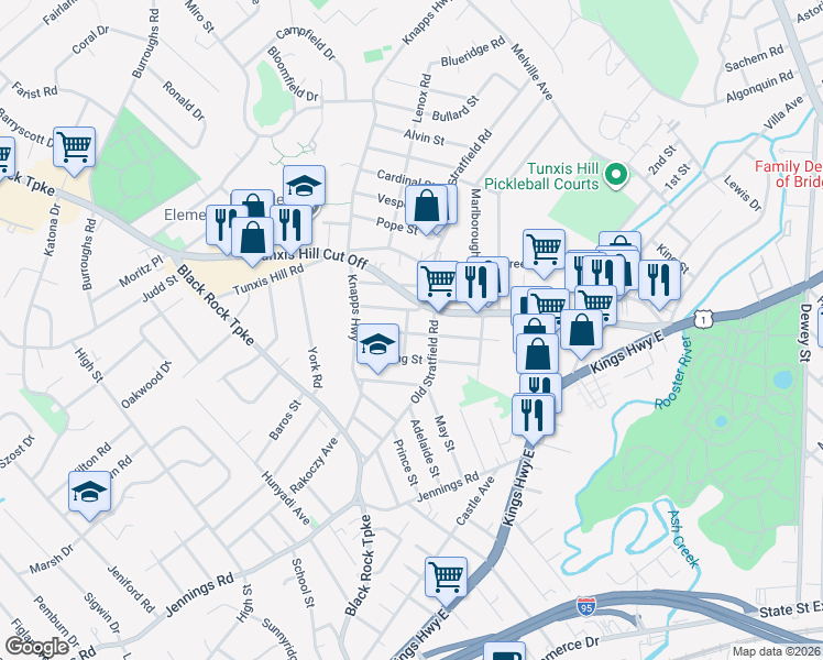 map of restaurants, bars, coffee shops, grocery stores, and more near 506 Old Stratfield Road in Fairfield