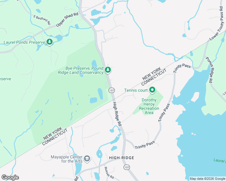 map of restaurants, bars, coffee shops, grocery stores, and more near 5 New York 137 in Pound Ridge