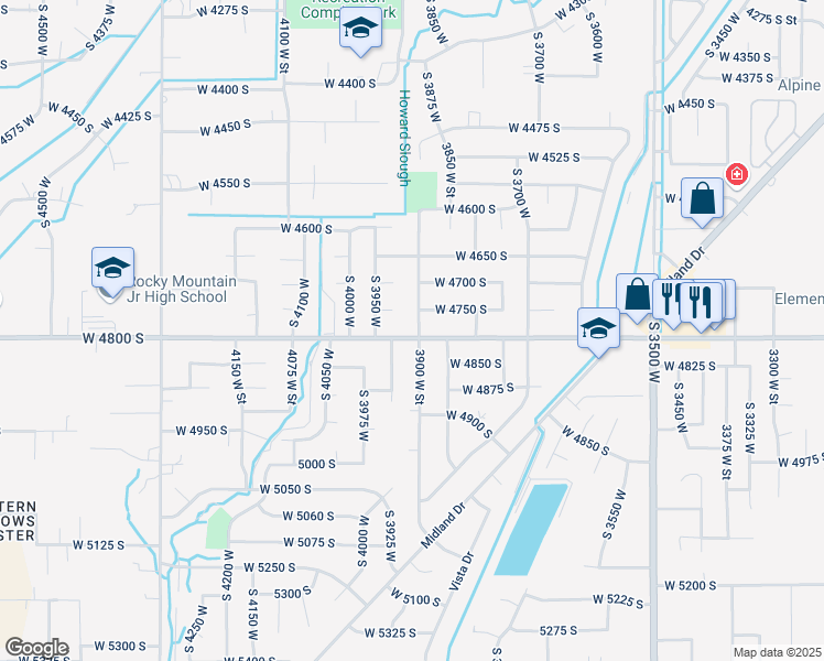 map of restaurants, bars, coffee shops, grocery stores, and more near 4799 3900 West Street in Roy