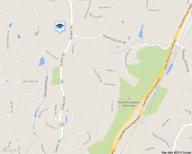 map of restaurants, bars, coffee shops, grocery stores, and more near 50 Cross Ridge Road in Chappaqua