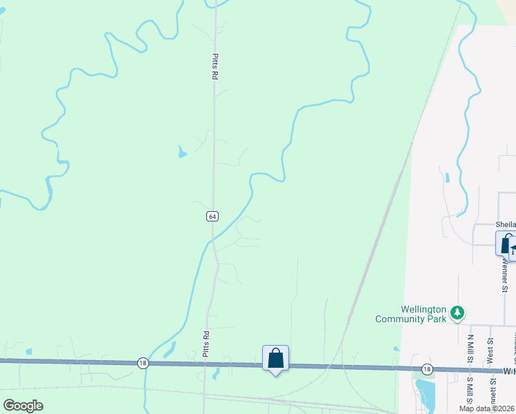 map of restaurants, bars, coffee shops, grocery stores, and more near 21251 Pitts Road in Wellington