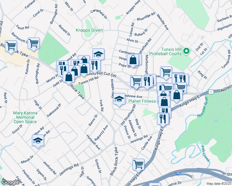 map of restaurants, bars, coffee shops, grocery stores, and more near 784 Knapps Highway in Fairfield