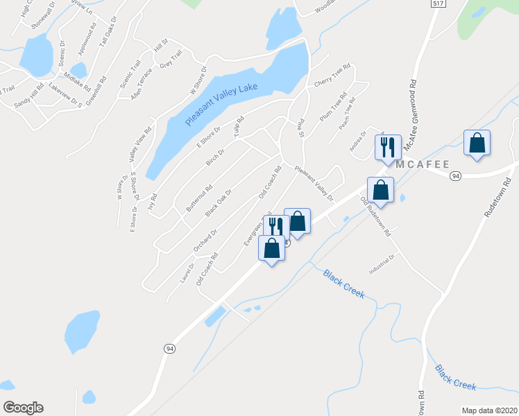 map of restaurants, bars, coffee shops, grocery stores, and more near 34 Old Coach Road in Sussex County