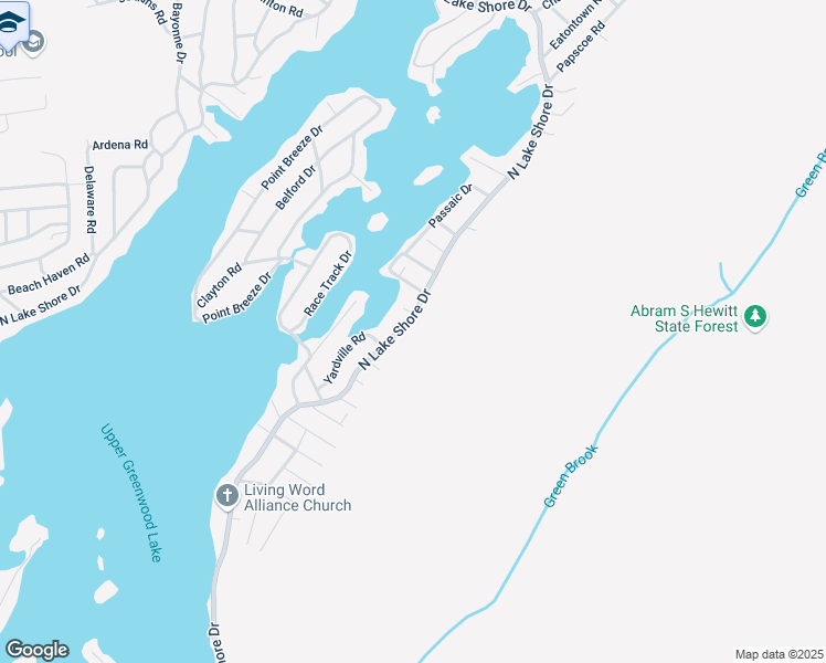 map of restaurants, bars, coffee shops, grocery stores, and more near 210 North Lake Shore Drive in West Milford