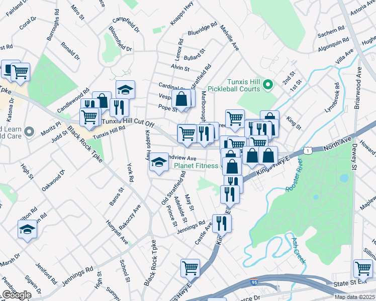 map of restaurants, bars, coffee shops, grocery stores, and more near 506 Old Stratfield Road in Fairfield