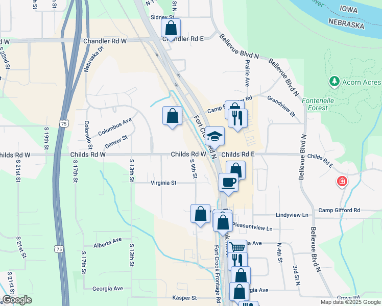map of restaurants, bars, coffee shops, grocery stores, and more near 1010 Childs Road West in Bellevue