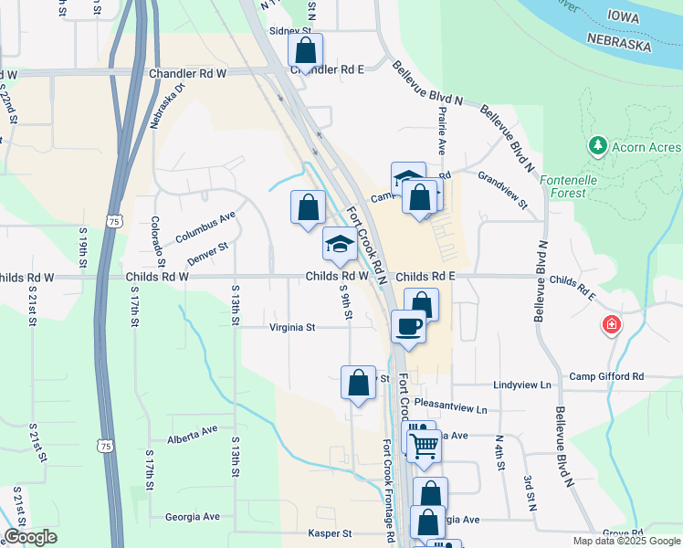 map of restaurants, bars, coffee shops, grocery stores, and more near 1010 Childs Road West in Bellevue
