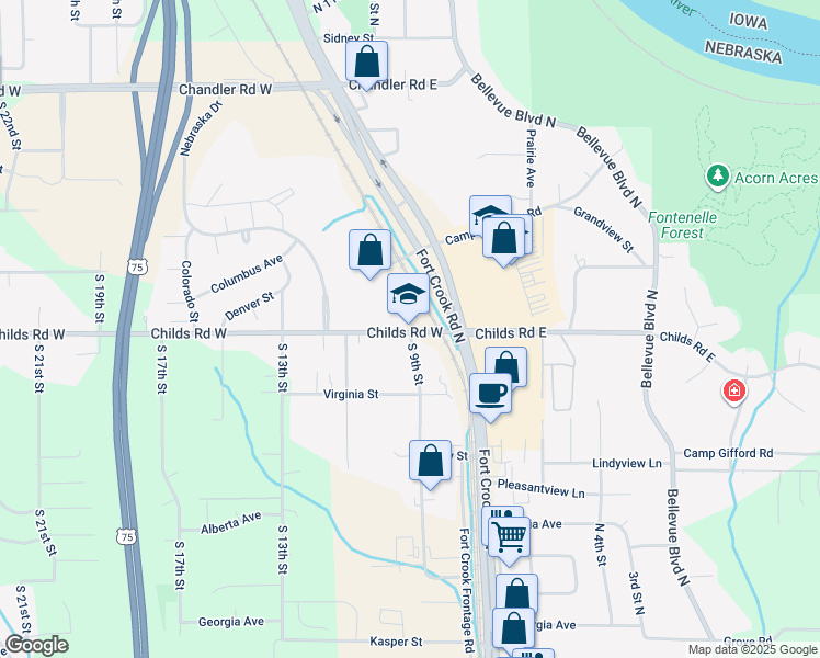 map of restaurants, bars, coffee shops, grocery stores, and more near 1010 Childs Road West in Bellevue