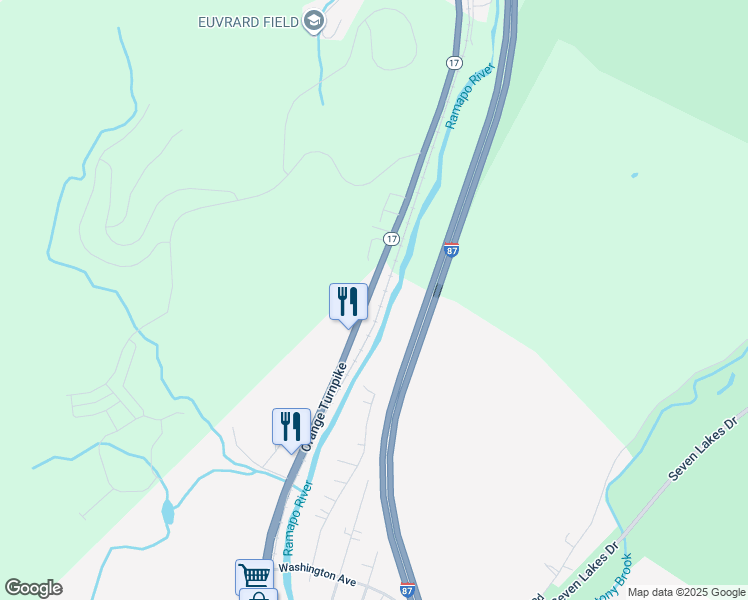 map of restaurants, bars, coffee shops, grocery stores, and more near 258 Orange Turnpike in Sloatsburg