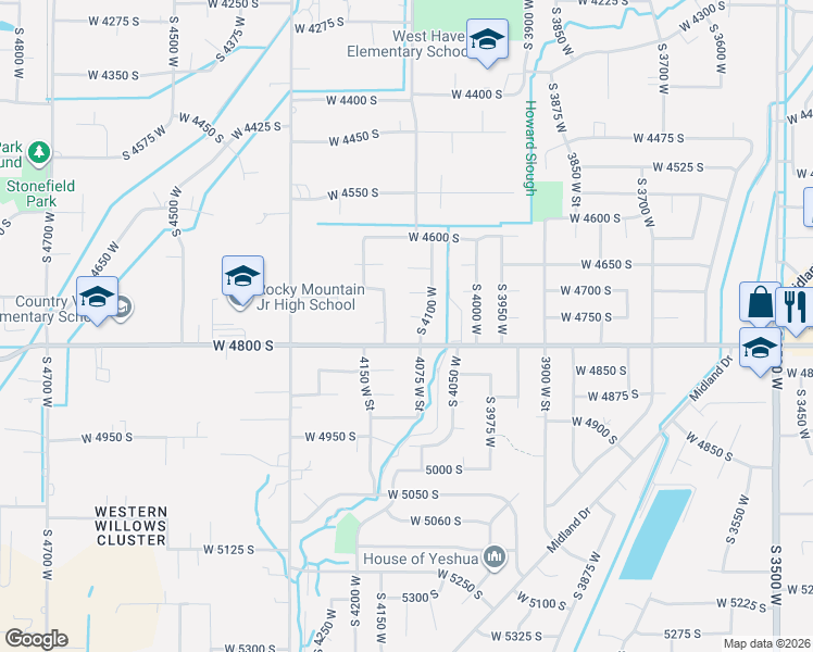 map of restaurants, bars, coffee shops, grocery stores, and more near 4097 West 4750 South in Roy