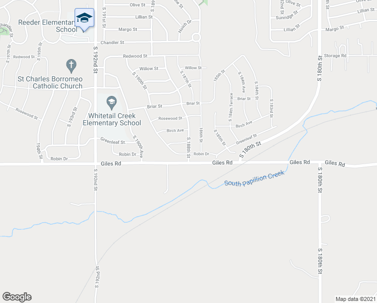 map of restaurants, bars, coffee shops, grocery stores, and more near 10206 S 188th St in Gretna