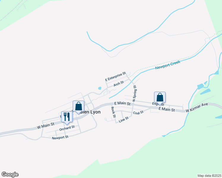 map of restaurants, bars, coffee shops, grocery stores, and more near 7 Arch Street in Glen Lyon