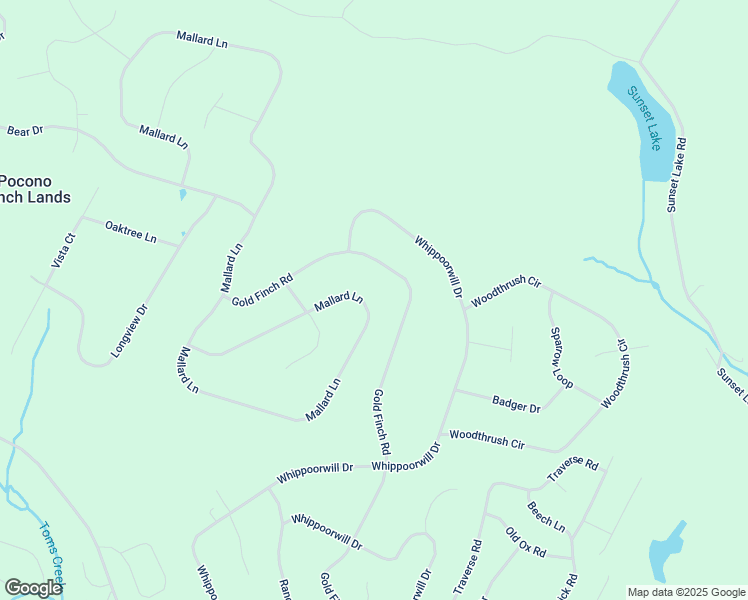 map of restaurants, bars, coffee shops, grocery stores, and more near 195 Mallard Lane in Bushkill