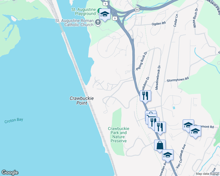 map of restaurants, bars, coffee shops, grocery stores, and more near 310 Eagle Bay Drive in Ossining