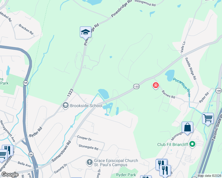 map of restaurants, bars, coffee shops, grocery stores, and more near 83 Somerstown Road in Ossining
