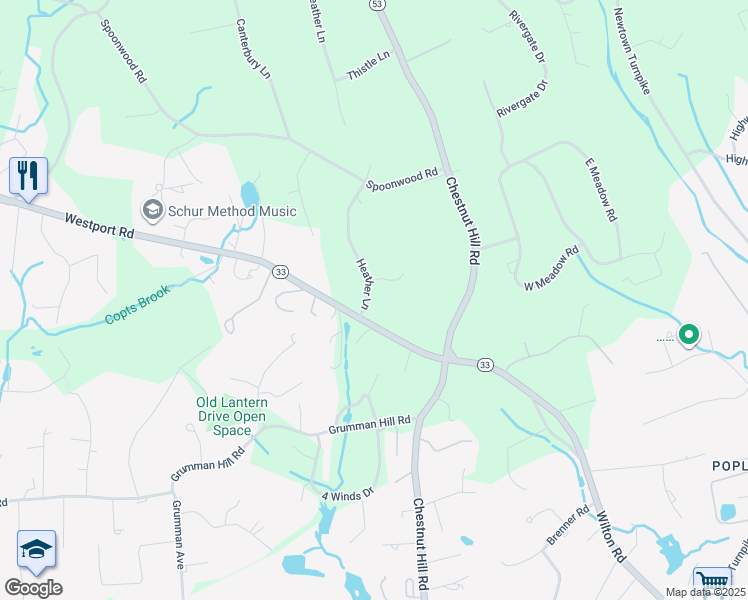 map of restaurants, bars, coffee shops, grocery stores, and more near 226 Westport Road in Wilton