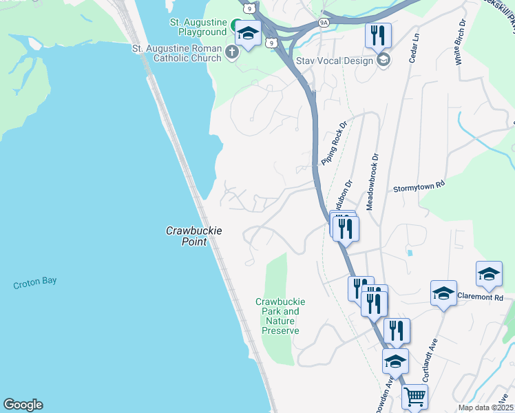 map of restaurants, bars, coffee shops, grocery stores, and more near 310 Eagle Bay Drive in Ossining