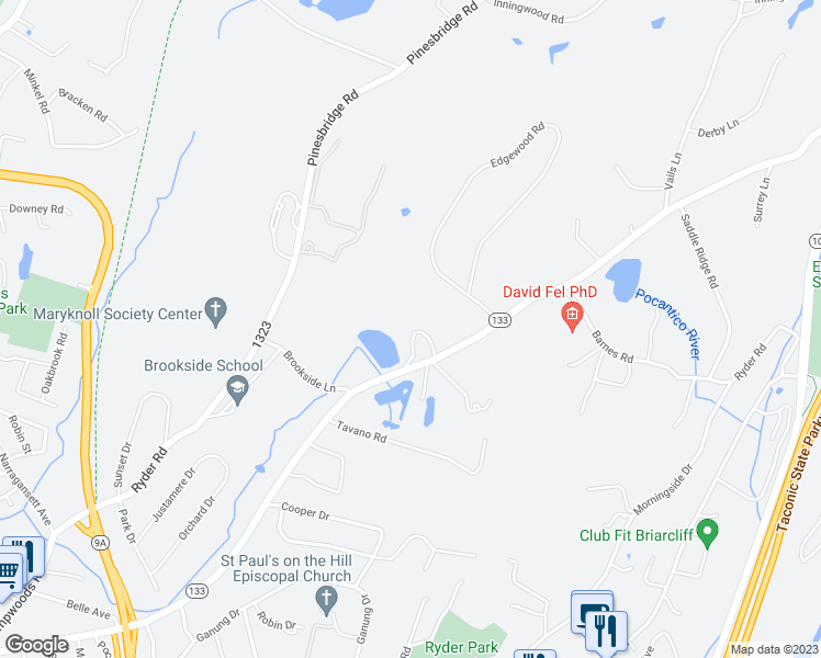 map of restaurants, bars, coffee shops, grocery stores, and more near 83 Somerstown Road in Ossining