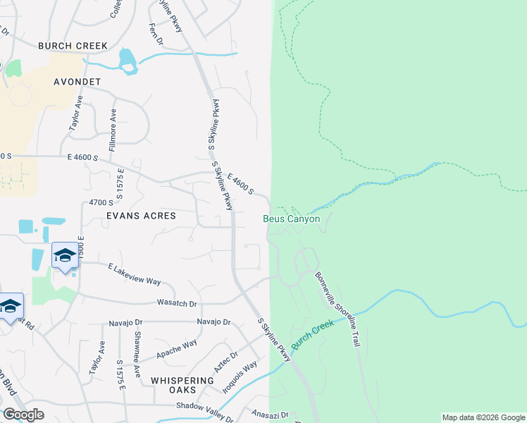 map of restaurants, bars, coffee shops, grocery stores, and more near 4739 South 1900 East in Ogden