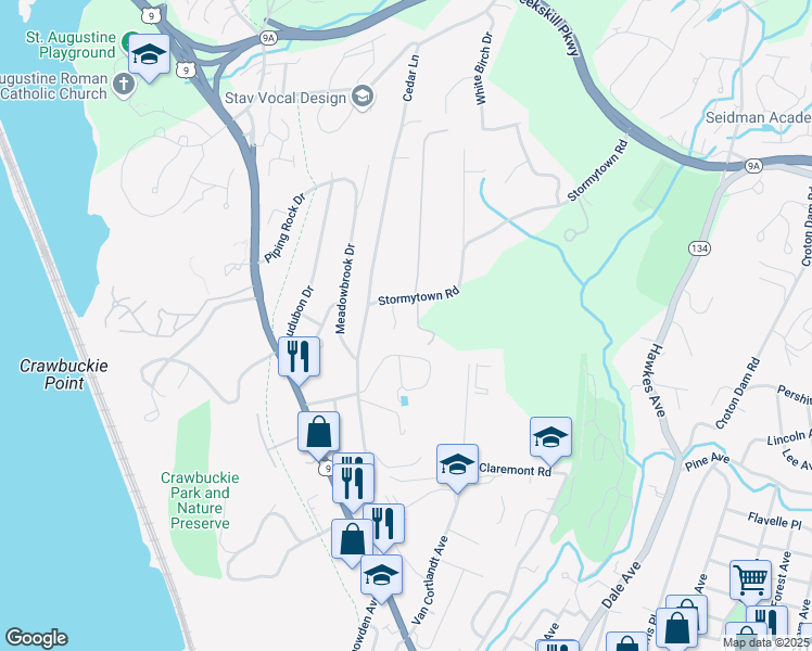 map of restaurants, bars, coffee shops, grocery stores, and more near 17 Hudson Watch Drive in Ossining