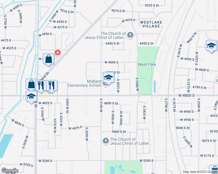 map of restaurants, bars, coffee shops, grocery stores, and more near 3100 West 4800 South in Roy