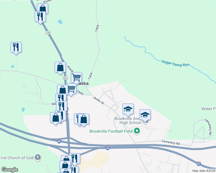 map of restaurants, bars, coffee shops, grocery stores, and more near 59 Laurel Avenue in Brookville