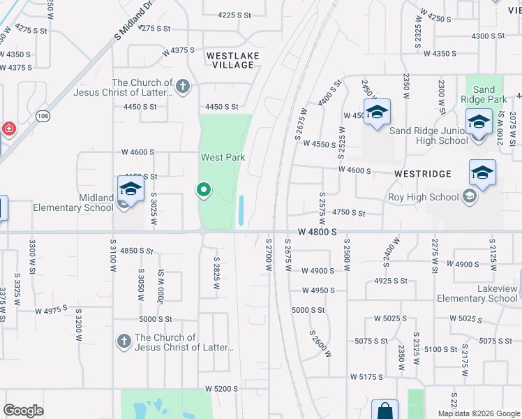 map of restaurants, bars, coffee shops, grocery stores, and more near 2730 West 4800 South in Roy