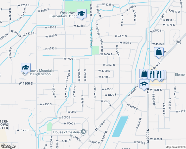 map of restaurants, bars, coffee shops, grocery stores, and more near 4733 3900 West Street in Roy