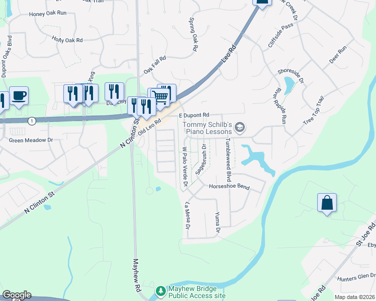 map of restaurants, bars, coffee shops, grocery stores, and more near 5608 Arapaho Trail in Fort Wayne