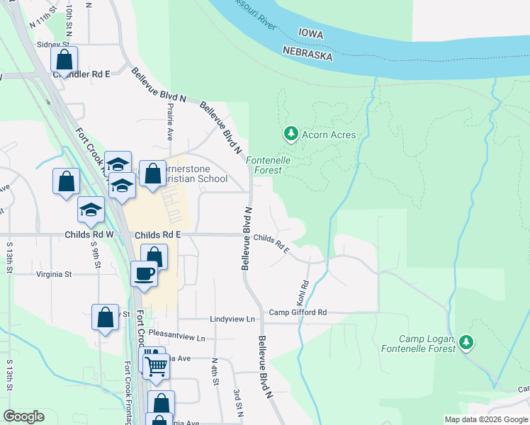 map of restaurants, bars, coffee shops, grocery stores, and more near 1017 Day Drive in Bellevue