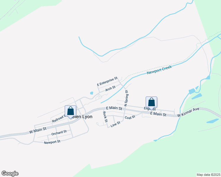 map of restaurants, bars, coffee shops, grocery stores, and more near 54 Arch Street in Glen Lyon