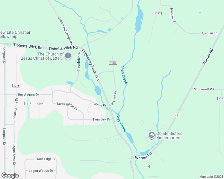 map of restaurants, bars, coffee shops, grocery stores, and more near 2248 East Arms Drive in Hubbard