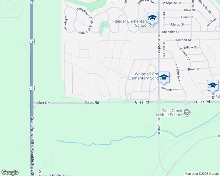 map of restaurants, bars, coffee shops, grocery stores, and more near 8126 South 196th Street in Gretna