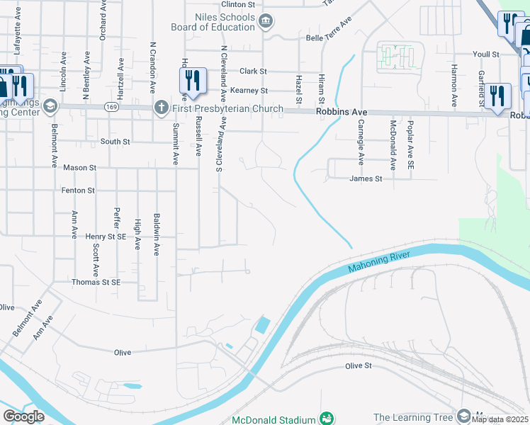 map of restaurants, bars, coffee shops, grocery stores, and more near 1500 Hillcrest Avenue in Niles