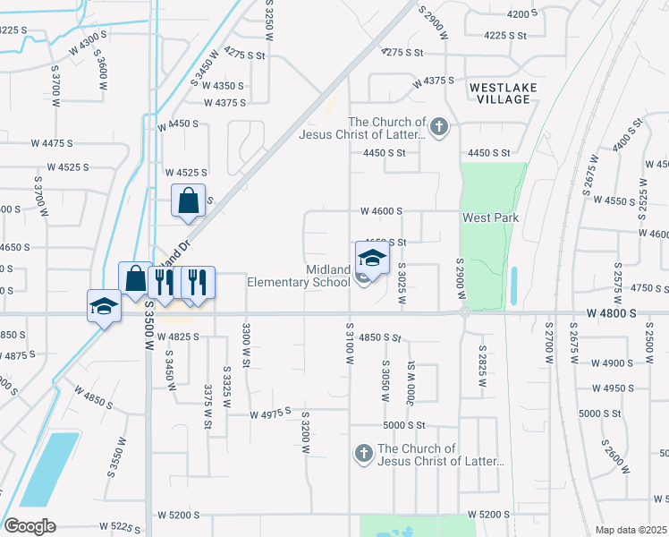 map of restaurants, bars, coffee shops, grocery stores, and more near 3165 4675 South in Roy