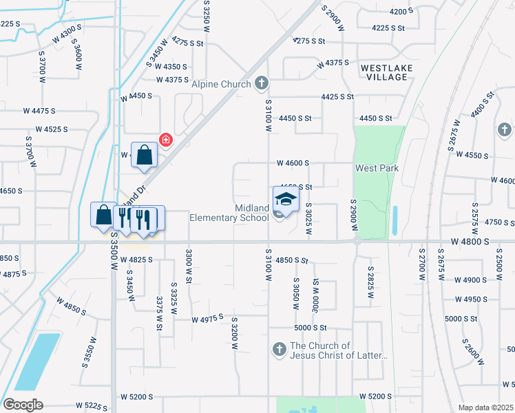 map of restaurants, bars, coffee shops, grocery stores, and more near 3165 4675 South in Roy
