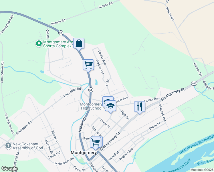 map of restaurants, bars, coffee shops, grocery stores, and more near 53 Fredna Avenue in Montgomery
