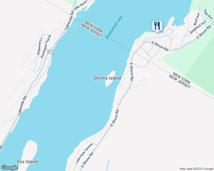 map of restaurants, bars, coffee shops, grocery stores, and more near 9 Storms Island Road in West Milford