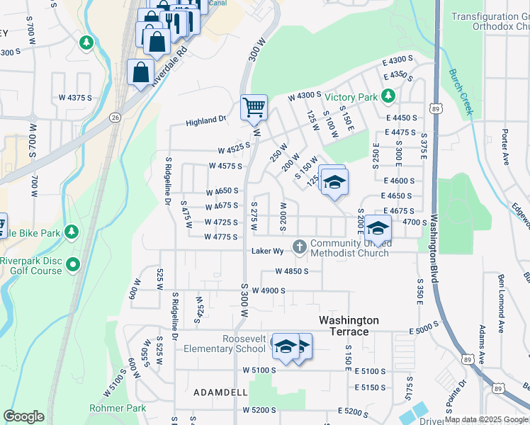 map of restaurants, bars, coffee shops, grocery stores, and more near 4685 South 200 West in Ogden