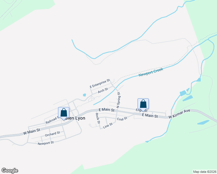 map of restaurants, bars, coffee shops, grocery stores, and more near 54 Arch Street in Glen Lyon