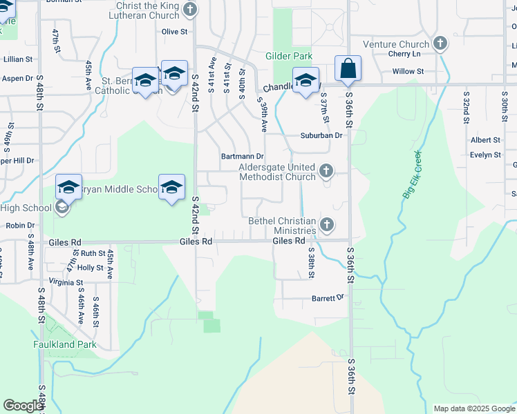 map of restaurants, bars, coffee shops, grocery stores, and more near 3951 McMahon Avenue in Omaha