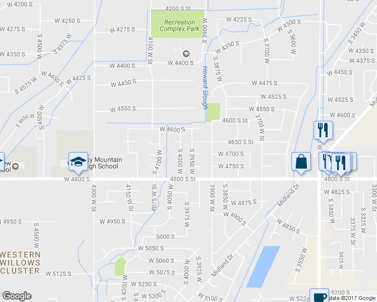 map of restaurants, bars, coffee shops, grocery stores, and more near 4693 S 3950 W in Roy