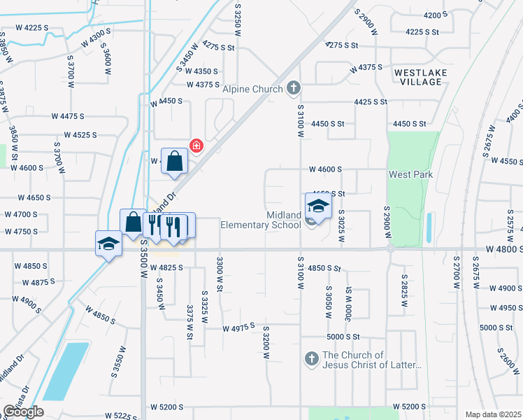 map of restaurants, bars, coffee shops, grocery stores, and more near 4697 S 3200 W in Roy