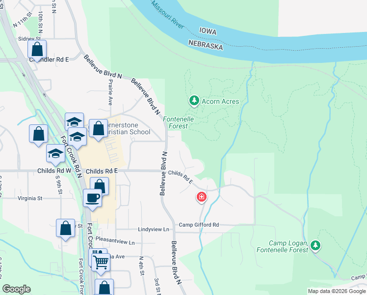 map of restaurants, bars, coffee shops, grocery stores, and more near 1017 Day Drive in Bellevue